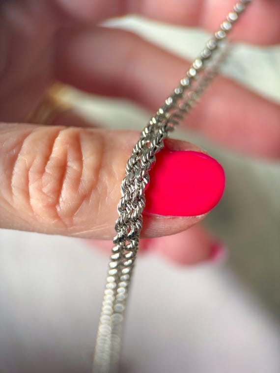 Vintage 14k White Gold 20 Inch Rope Chain