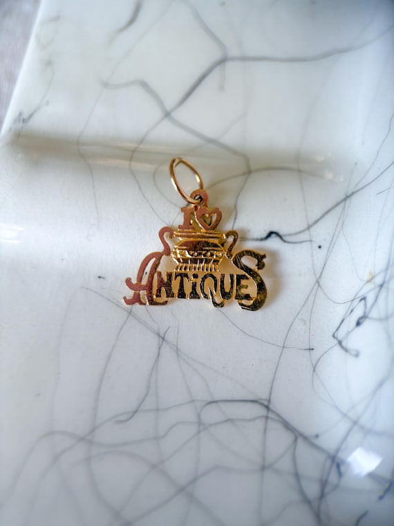 Vintage “I Love Antiques” 14k Yellow Gold Charm