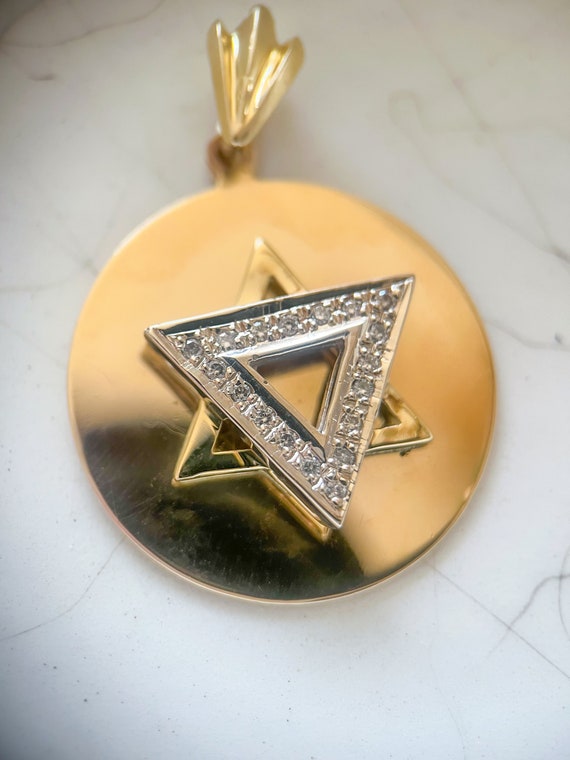 Large, Vintage Diamond Star of David 14k Yellow G… - image 6