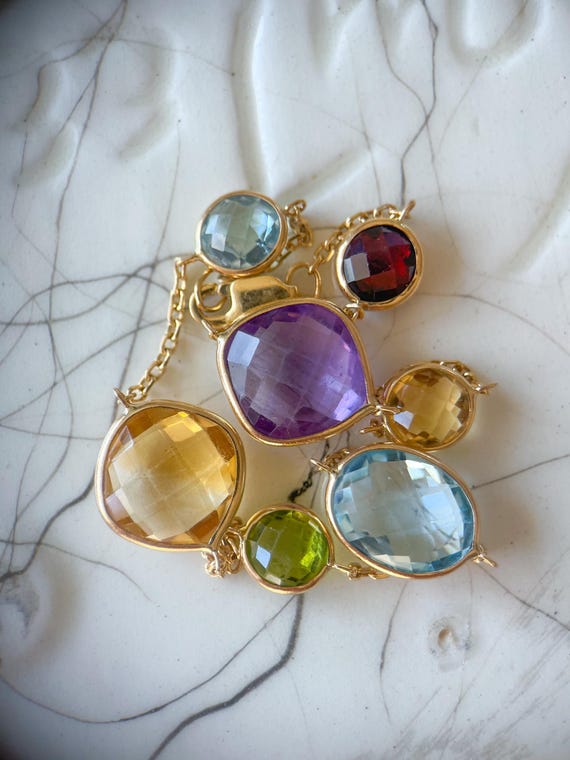 Vintage Gemstone - Amethyst, topaz, garnet and ci… - image 3