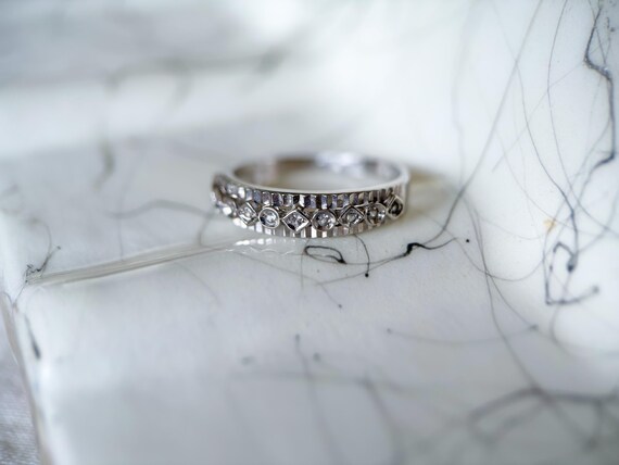 Various Vintage Natural Diamond 18k White Gold Rings View 6
