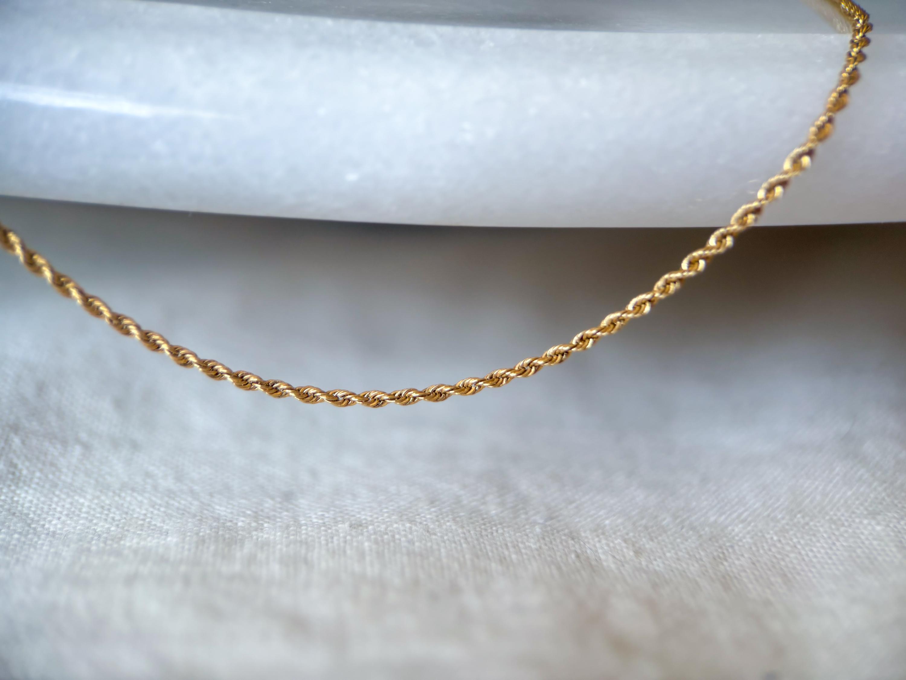 Vintage Thin Rope Chain 14k Yellow Gold 25 Inch Chain - Etsy