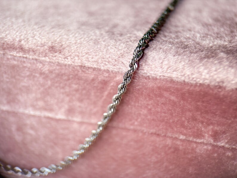 Vintage 14k White Gold 20 Inch Rope Chain image 5