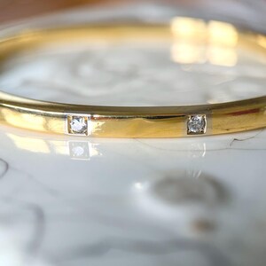 Vintage Square Bangle with Natural Diamonds in 18k Yellow Gold