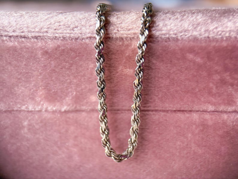 Vintage 14k White Gold 20 Inch Rope Chain image 3