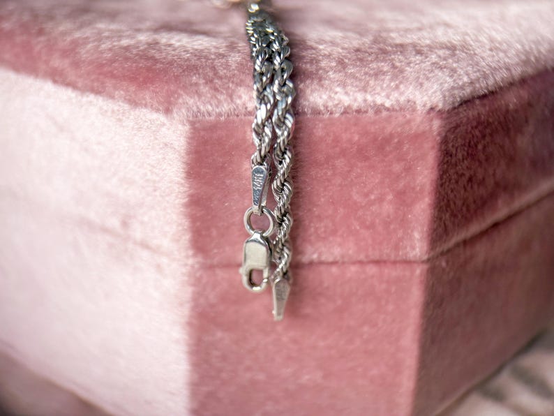 Vintage 14k White Gold 20 Inch Rope Chain image 9