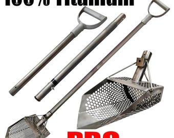 Titanium Sand Scoop: Metal Detecting Shovel with Travel Handle