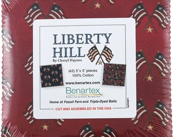 Benartex Liberty Hill Precut 5-inch Charm Pack Cotton Fabric Quilting Squares Assortment