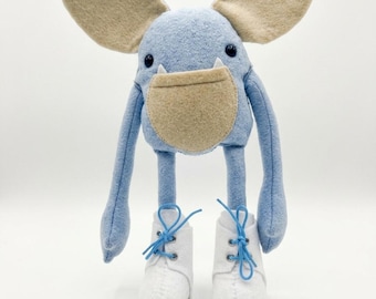 Peluche de duende Weeglin azul bebé hecho a mano, fieltro acrílico ecológico