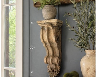 Large Architectural Corbel Shelf Tuscan Distressed Wall Decor 22" Bracket Scroll