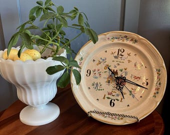 Heartland International Stoneware Plate Wall Clock Cottage Grannycore Farmhouse