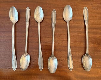 Niagara Falls Oneida Merced Iced Tea Spoons Set 6 Silverplate