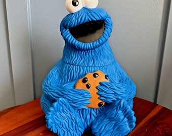 1997 Cookie Monster Cookie Jar Sesame Street Jim Henson Productions Plastic