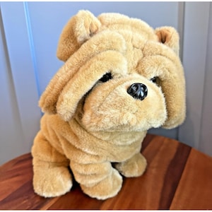 A&A Plush Aurora Shar Pei Dog Puppy 1992  Vintage Stuffed Animal Wrinkled 12"