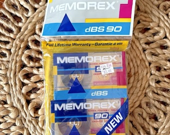 Memorex dBS 90 Cassette Tapes 2 Pack Sealed NOS Kmart Sticker