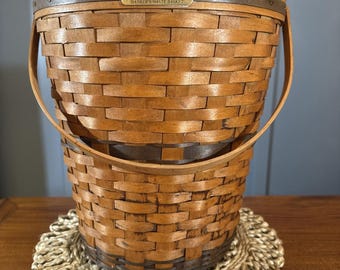 Vintage Longaberger 1989 JW Collection Bankers Waste Basket 12.5 x 13.5