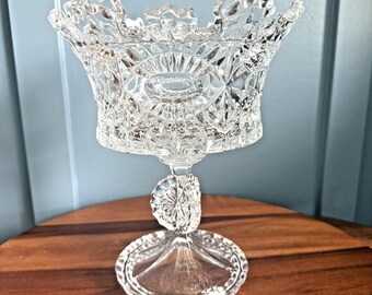Vintage Shannon Crystal Crown Compote Pedestal Bowl Footed Godinger 10.5" Heavy