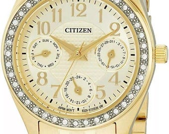 Citizen ED813255P Womens GoldTone Watch  32mm  Day/Date Swarovski Crystal