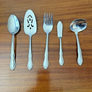 Oneida Homestead Serving Pieces Simeon L George H Rogers  Stainless Lot of 5