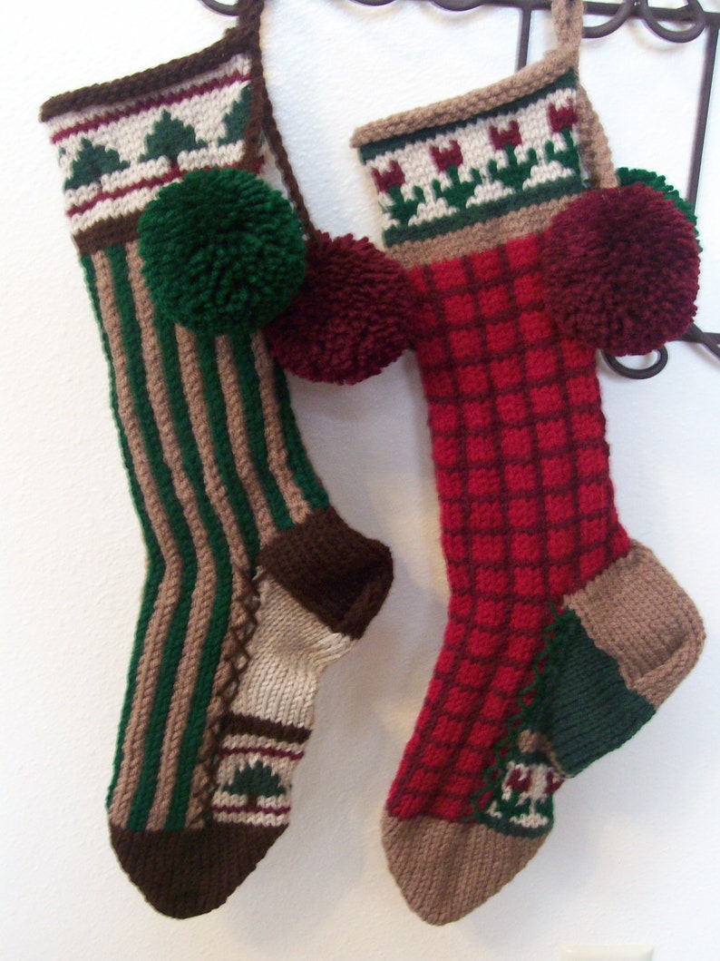 Special Order Set of THREE PERSONALIZED Hand Knit Christmas Stockings of your choice by Santa/'s Stocking Works