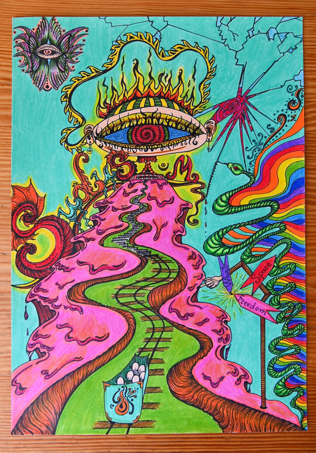 INNER GOD Original Ink, Markers and Pencils Drawing A4 - Etsy