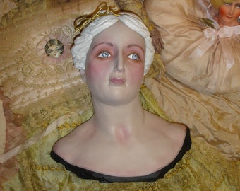 Small Vintage Goddess Mannequin Head Bust Countertop Jewelry Display Repaint