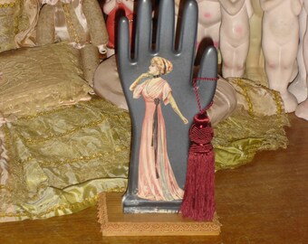 Vintage Victorian Scrap Hand Mold Jewelry Display Pink