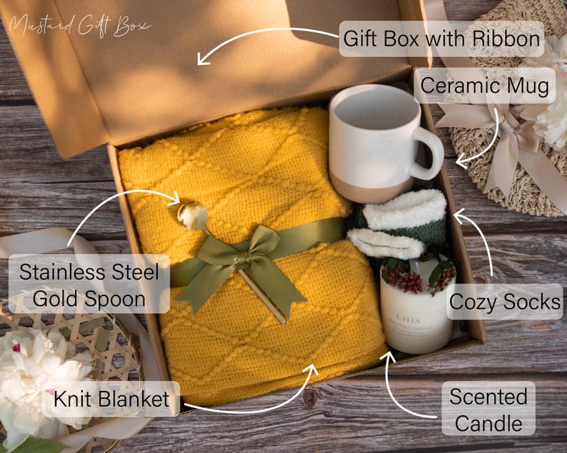 Thank You Gift for Women, Cozy Blanket Gift Box, Hygge Box for Her ...