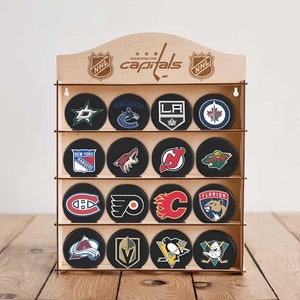 Personalized hockey puck holder, Hockey puck wall display, Puck display case, Hockey puck storage, Hockey puck shelf wooden,Hockey puck rack