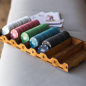 Soporte de madera para fichas de póquer, Bandejas para fichas de póquer, Exhibidor de fichas de póquer, Organizador de fichas de póquer, Soporte de madera para fichas de casino, Estante para fichas de póquer