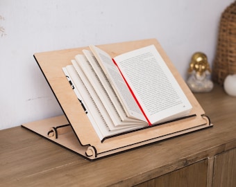 Adjustable book stand, Book stand for reading, Portable book stand, Wooden book holder, iPad stand, Drawing board,Table easel,Cookbook stand