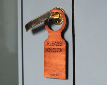 Please knock door sign, Custom hotel door sign, Hotel door hanger, Please knock before entering thank you, Do not disturb door hanger