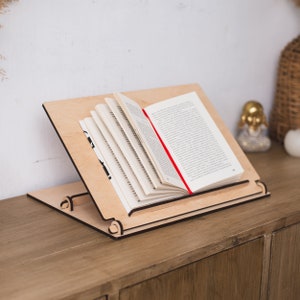 Verstellbarer Buchständer, Buchständer zum Lesen, beweglicher Buchständer, Buchhalter aus Holz, iPad-Ständer, Zeichenbrett, Tischstaffelei, Kochbuchständer