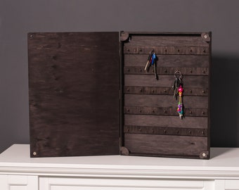 Key holder for wall unique, Key display large, Key cabinet for wall, Key box wall mount, Key storage box, Wooden key holder, Wood key board