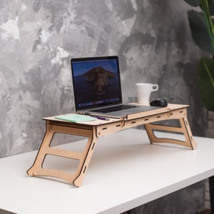 Foldable laptop stand wood, Laptop bed tray, Wood laptop stand, Portable lap desk, Laptop desk stand, Adjustable wooden laptop stand