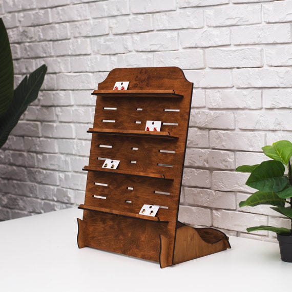 Display Case Wooden Earring Card Display Ikee Design Wooden Jewelry Display  Stand With 12 Hooks,