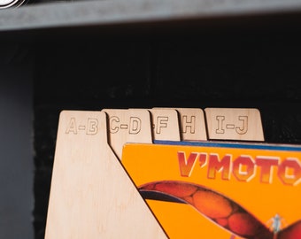 Divisores personalizados, Separadores de discos, Divisores de álbumes, Divisores de LP, Almacenamiento de discos de vinilo, Divisores de discos de vinilo, Divisores alfabéticos, Divisores de libros