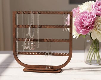 Wood earring organizer, Jewelry display stands wooden, Tabletop earring display, Earring holder organizer, Jewelry stand hanger