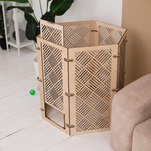 Grote hondenbench, modern hondenhek, houten hondenbox, puppybox, vrijstaand hondenhek, meubilair voor hondenkennel, hondenhek voor binnen