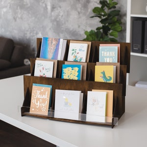 Espositore per biglietti d'auguri, Espositore per biglietti d'auguri in legno, Espositore per cartoline, Scaffale per cartoline, Scaffali per fiere dell'artigianato, Espositore per adesivi