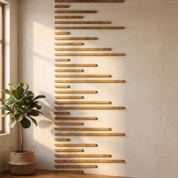Set of wooden slats wall panels, Mid century wall panel tile, 3D wall panels, Slat Wall Behind Tv, Accent wall panels, Wooden wall paneling
