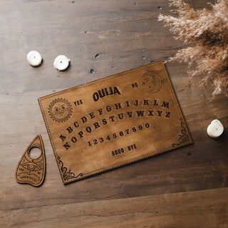 Tavola Ouija In Miniatura In Legno Con Cassetto E Planchette, Modello 3,5x2,3x1 Cm