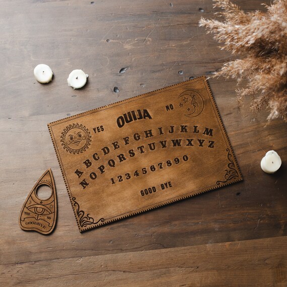 Tavola Ouija In Miniatura In Legno Con Cassetto E Planchette, Modello 3,5x2,3x1 Cm