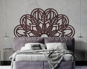 Mandala headboard queen, Mandala bed frame wood, Mandala panels over bed,Boho headboard king bed,King headboard wood,Bohemian headboard king