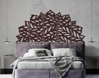 Wooden headboard wall decor, Boho headboard king bed, Mandala headboard queen, King headboard wooden, Bohemian headboard king
