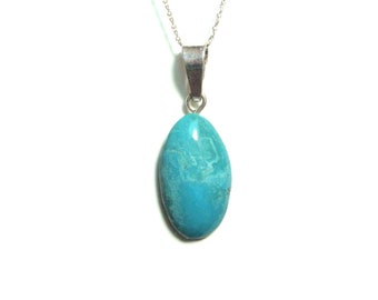 Pendentif en argent sterling turquoise avec chaîne