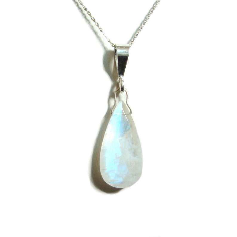 Rainbow moonstone sterling silver pendant with chain image 4