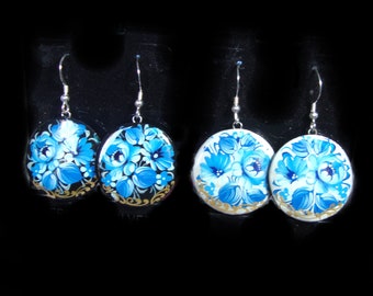 Paper mache sterling silver dangle earrings