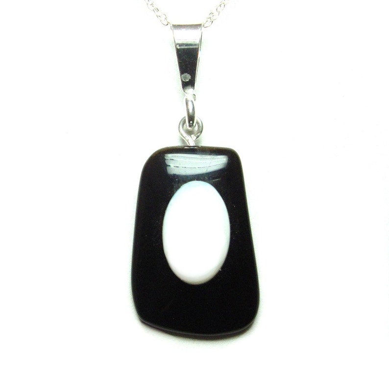 Onyx and Opal sterling silver pendant with chain image 4