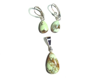 chrysoprase sterling silver pendant and earring set